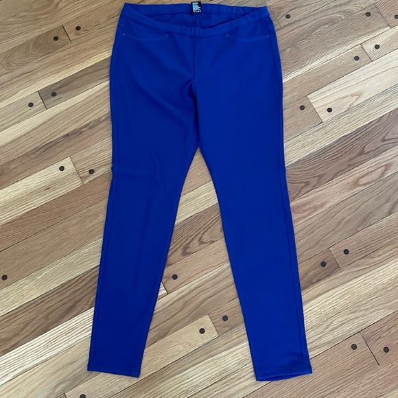 HUE Pants - Hue Solid Cobalt Blue Legging Slim Pants Women L Cotton Spandex